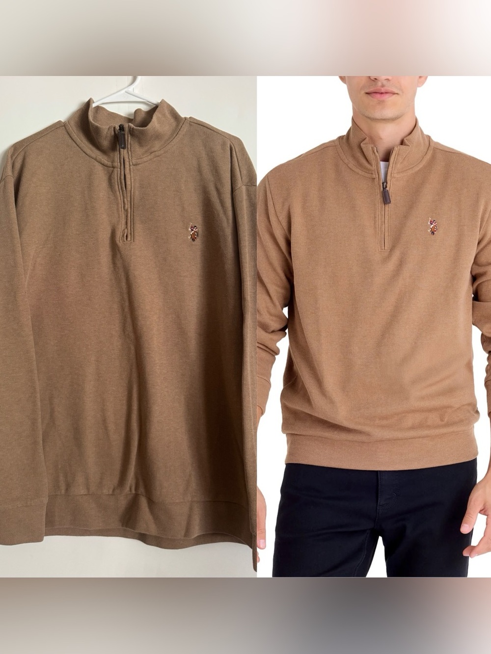 Men's u.s. polo assn. Quarter-Zip Pullover Sweater - Taupe
